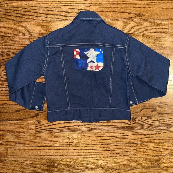 Vintage 70’s Kids Blue Denim Jacket with Back Star Design - Sears Size 8 - Picture 6 of 12
